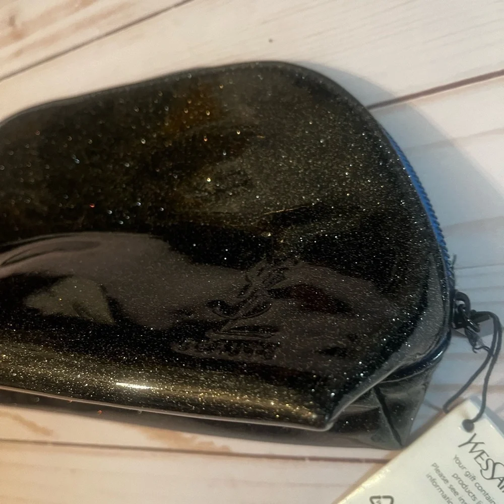 YSL Cosmetic Makeup Case Yves Saint Laurent Beaute Sparkle Zip Closure NWT